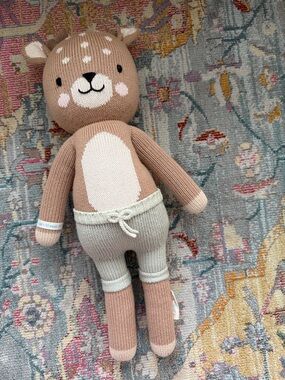 Cuddle + Kind Plush Knit Deer Doll - Beige and Cream